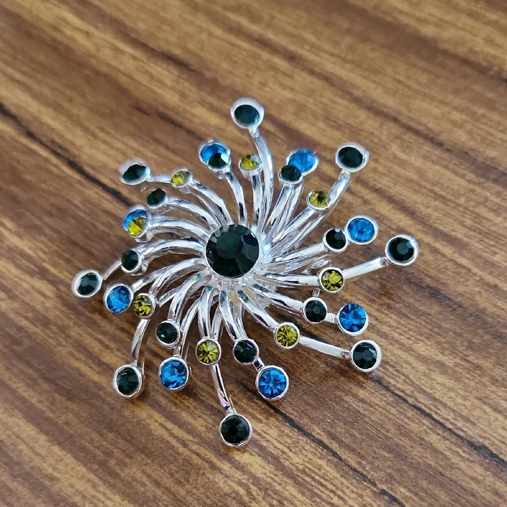 Elegant Silver and Blue Brooch